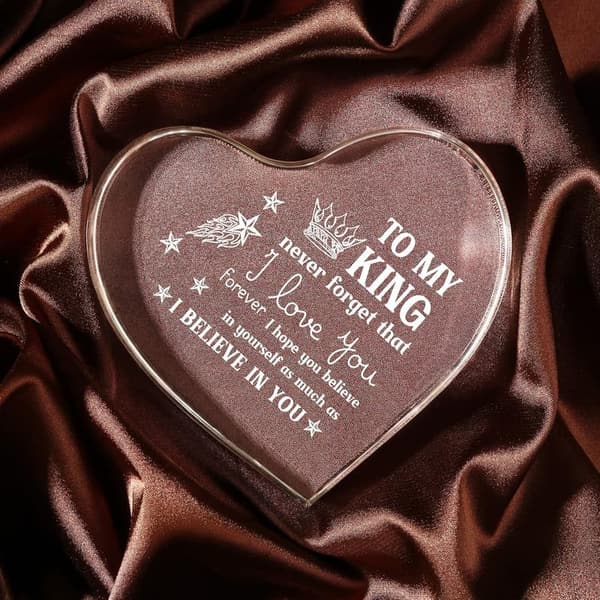 Men's Anniversary Heart-Shaped Acrylic Block Gift for Him