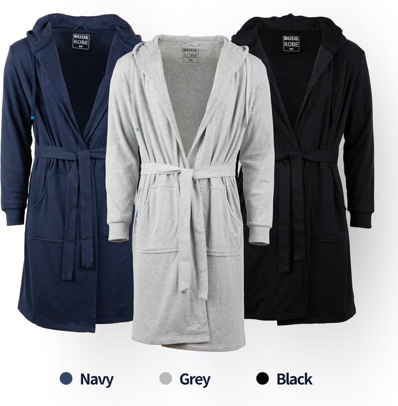 Men's Hooded Bathrobe in Soft Absorbent Cotton with Pockets