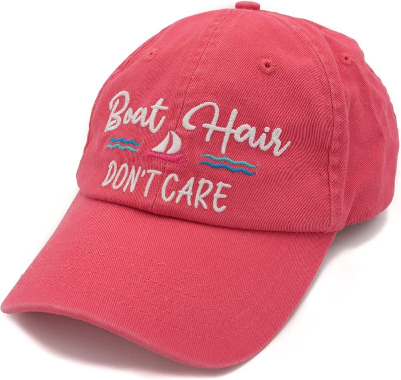 Boat Hair Don't Care Embroidered Denim Baseball Cap for Women