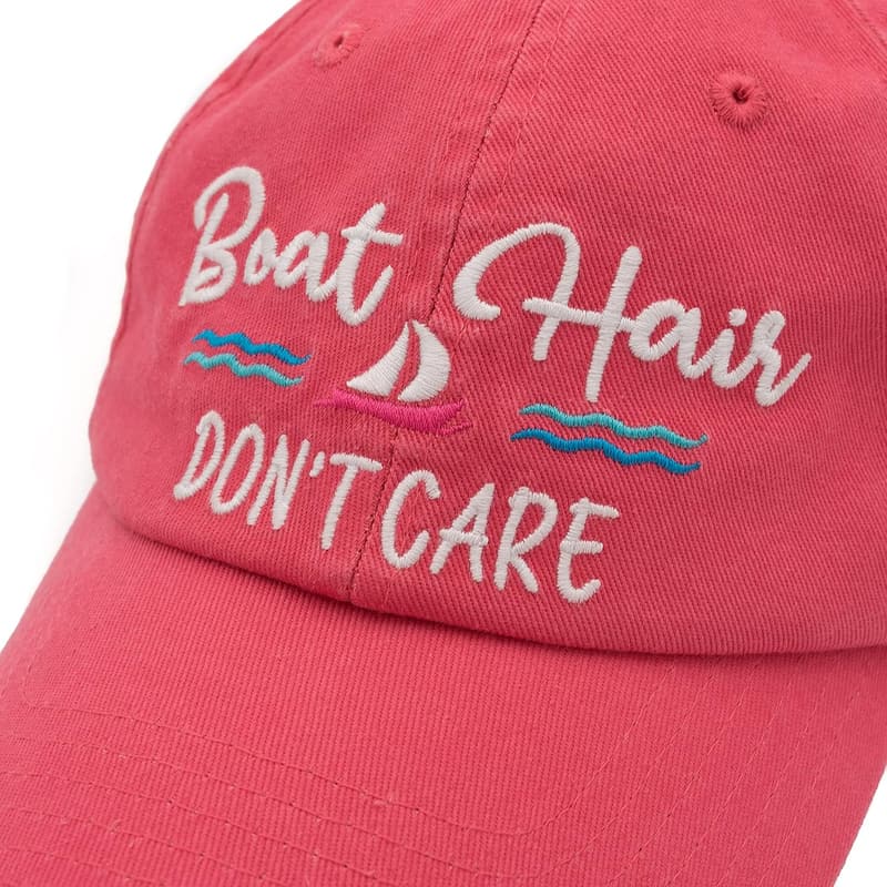 Boat Hair Don't Care Embroidered Denim Baseball Cap for Women
