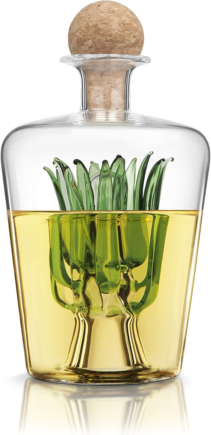 Handmade Agave Tequila Decanter - 850ml with Cork Stopper