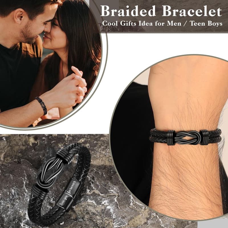 Brown Leather Infinity Bracelet for Men - Perfect Birthday Gift