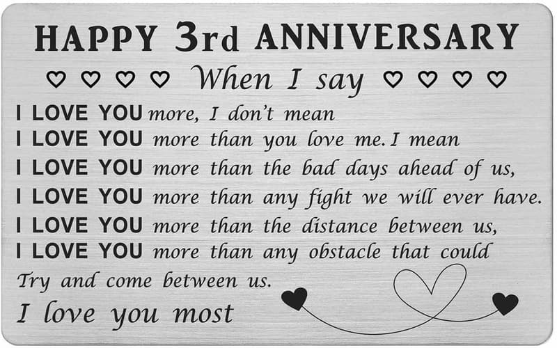Happy 3rd Anniversary Card – Personalized for Couples