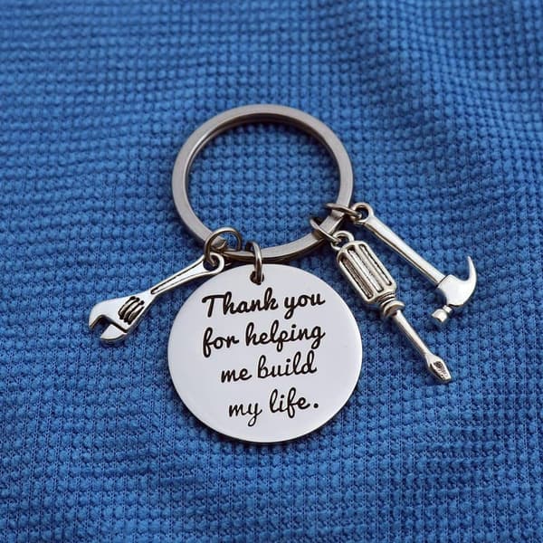Thank You Keychain Gift for Step Dad - Father's Day Keepsake