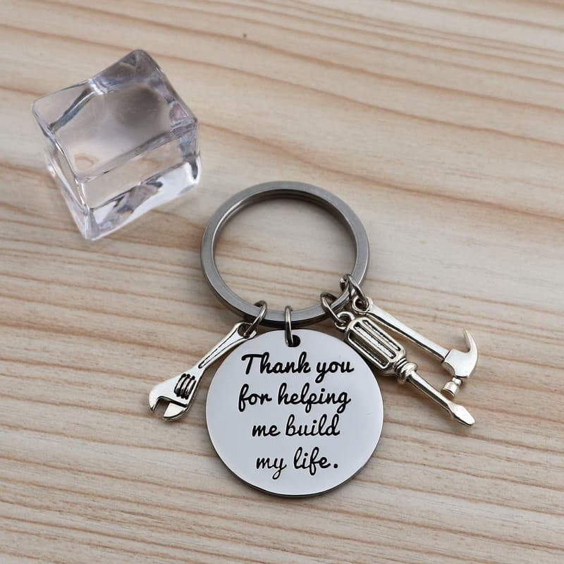 Thank You Keychain Gift for Step Dad - Father's Day Keepsake