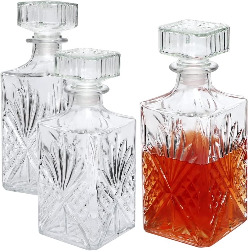 Whiskey Decanter Set (3 pcs) - 31oz Glass for Spirits & Gifts
