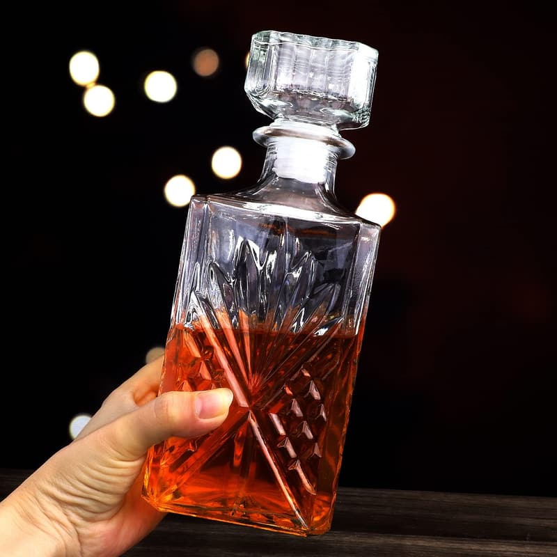 Whiskey Decanter Set (3 pcs) - 31oz Glass for Spirits & Gifts