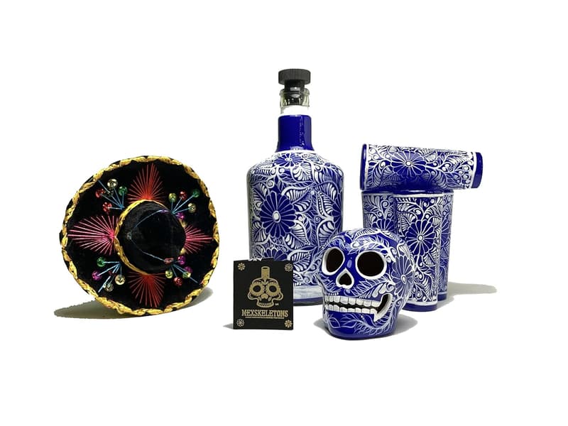 Unique Hand-Painted Tequila Decanter Set with Shot Glasses
