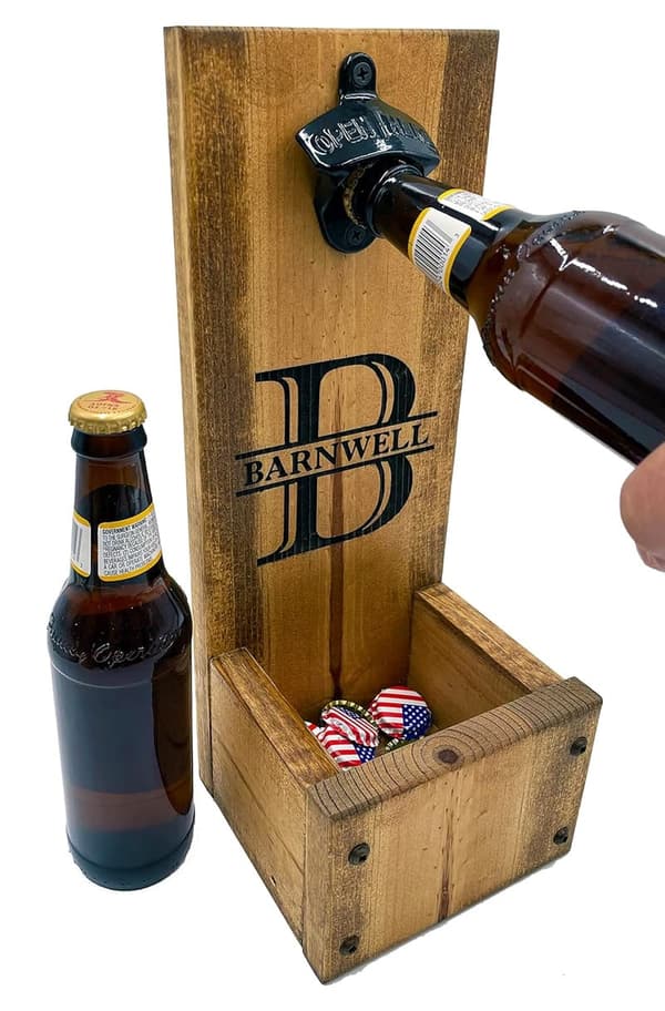 Personalized Wall-Mounted Bottle Opener with Dropbox Catcher