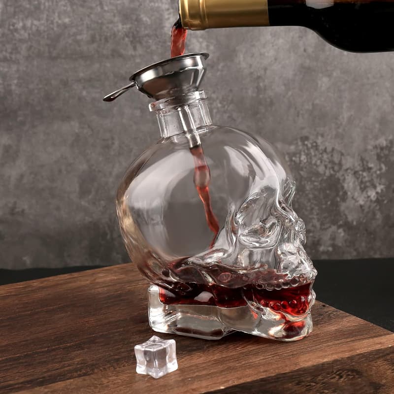Gothic Skull Decanter - 26oz Crystal Glass Liquor Bottle