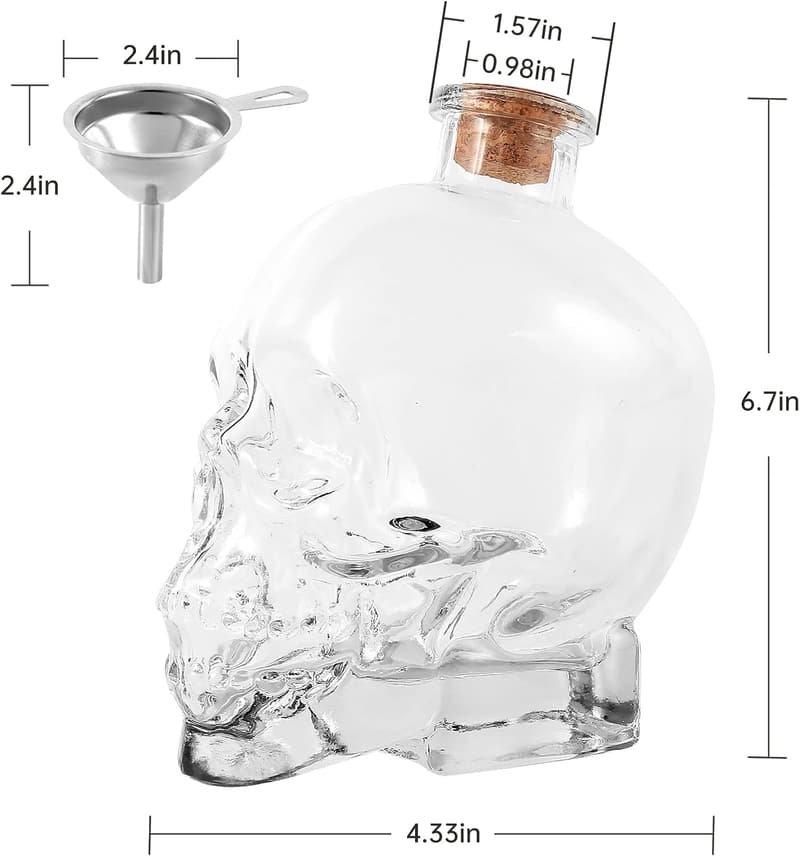 Gothic Skull Decanter - 26oz Crystal Glass Liquor Bottle