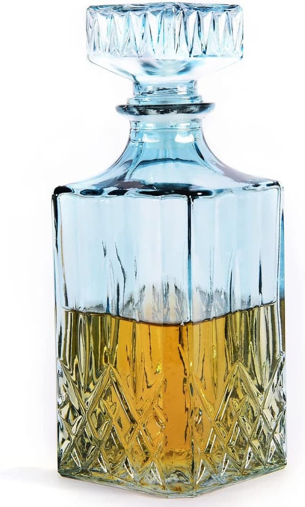 Father's Day Arctic Blue Crystal Whiskey Decanter with Airtight Stopper