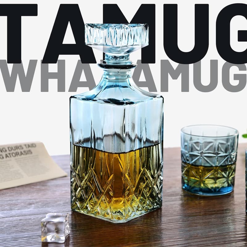 Father's Day Arctic Blue Crystal Whiskey Decanter with Airtight Stopper