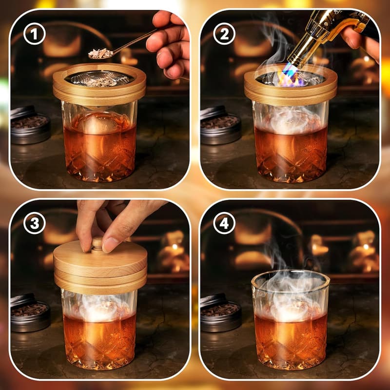 Whiskey Smoker Kit with Torch & 6 Wood Chip Flavors