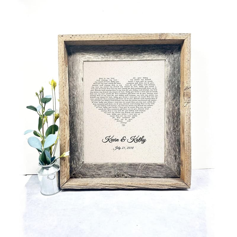 2nd Anniversary Personalized Cotton Lyrics Print