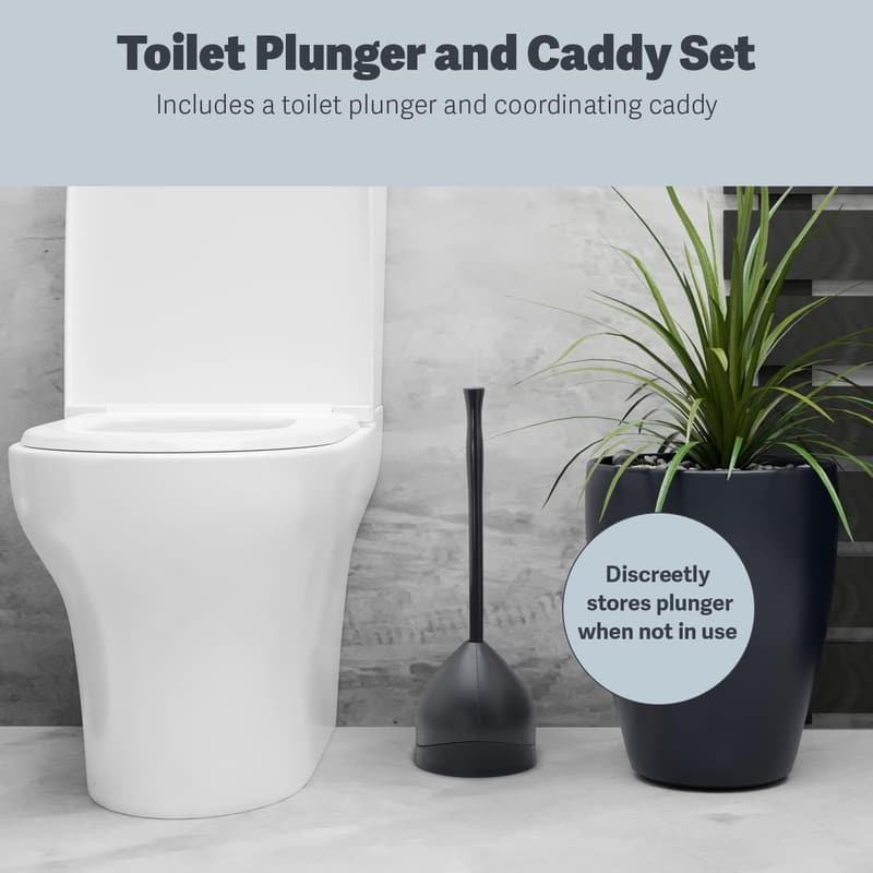 Heavy-Duty Toilet Plunger & Caddy Set for Bathrooms