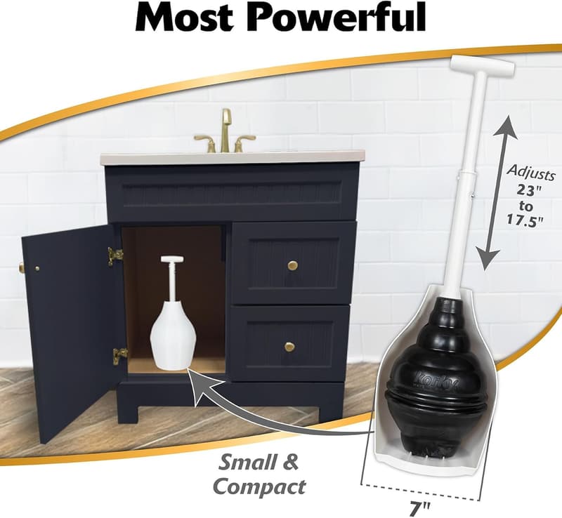Heavy-Duty Toilet Plunger with Holder - Drip-Free Clog Remover