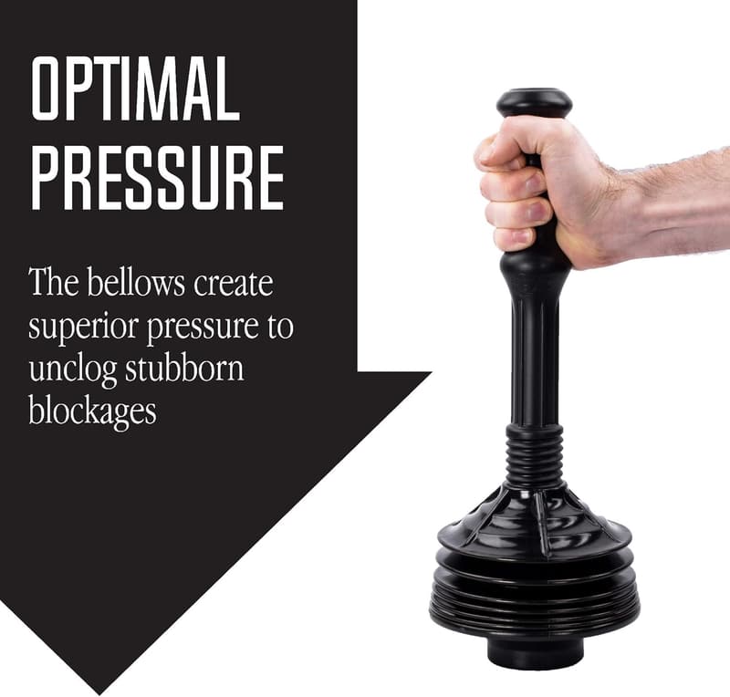 High-Pressure Bellows Toilet Plunger for Heavy-Duty Clogs