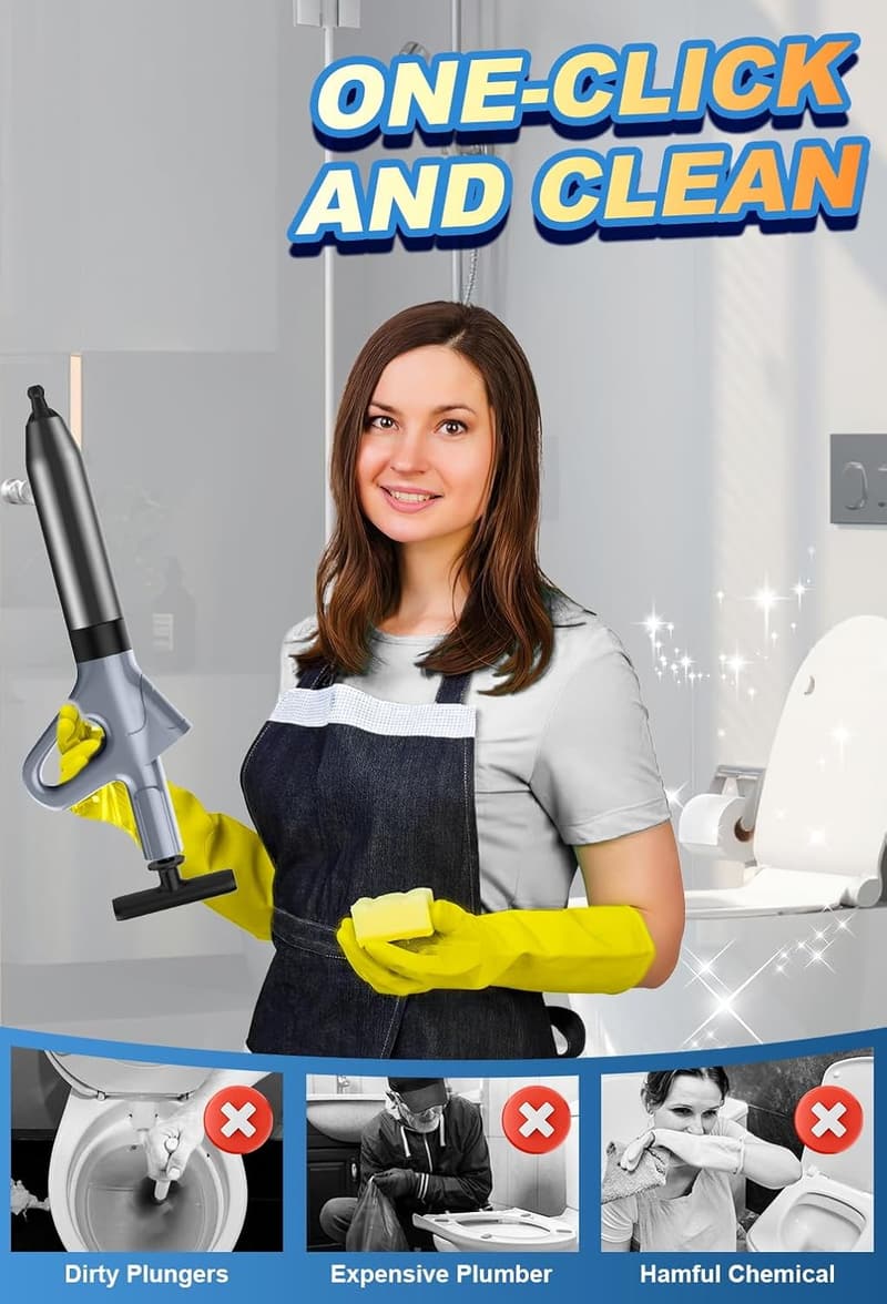 Heavy-Duty Air Drain Blaster Toilet Plunger