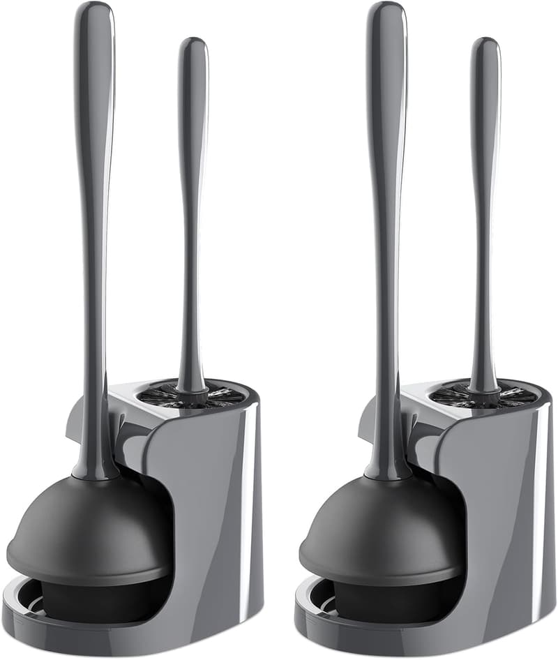 Toilet Plunger and Bowl Brush Combo Set for Bathroom Cleaning