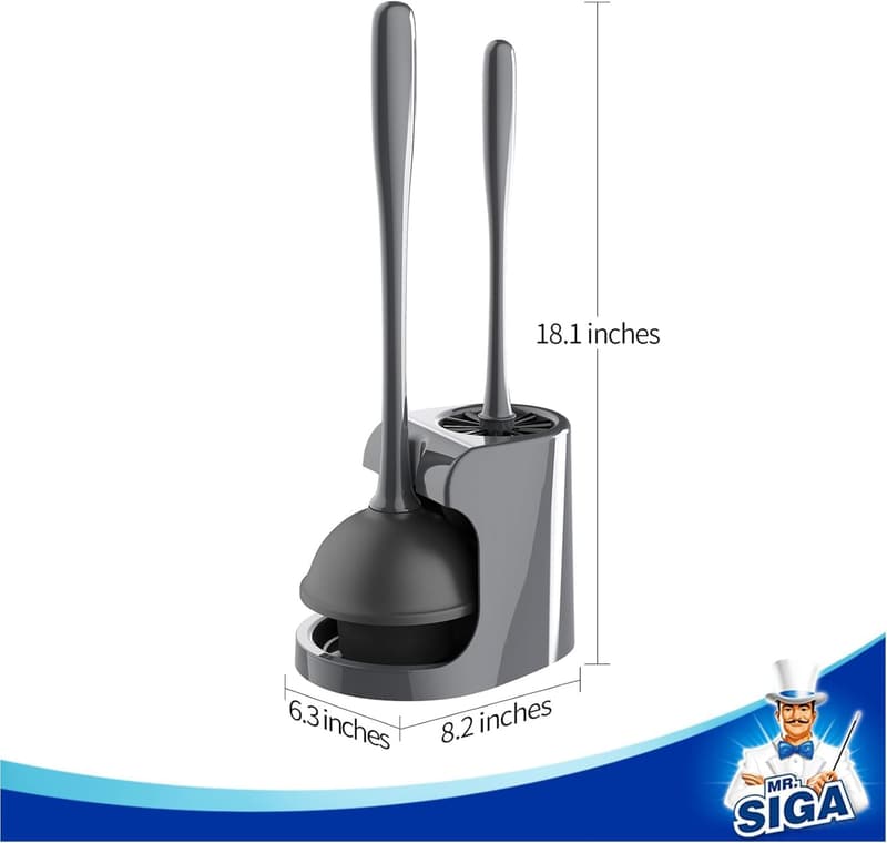 Toilet Plunger and Bowl Brush Combo Set for Bathroom Cleaning