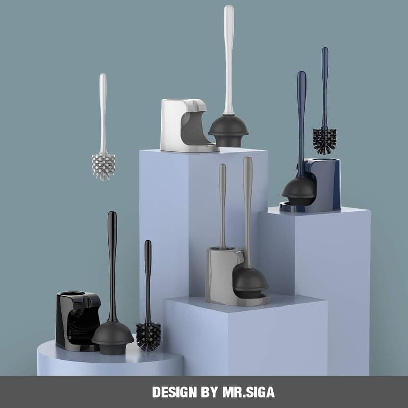 Toilet Plunger and Bowl Brush Combo Set for Bathroom Cleaning