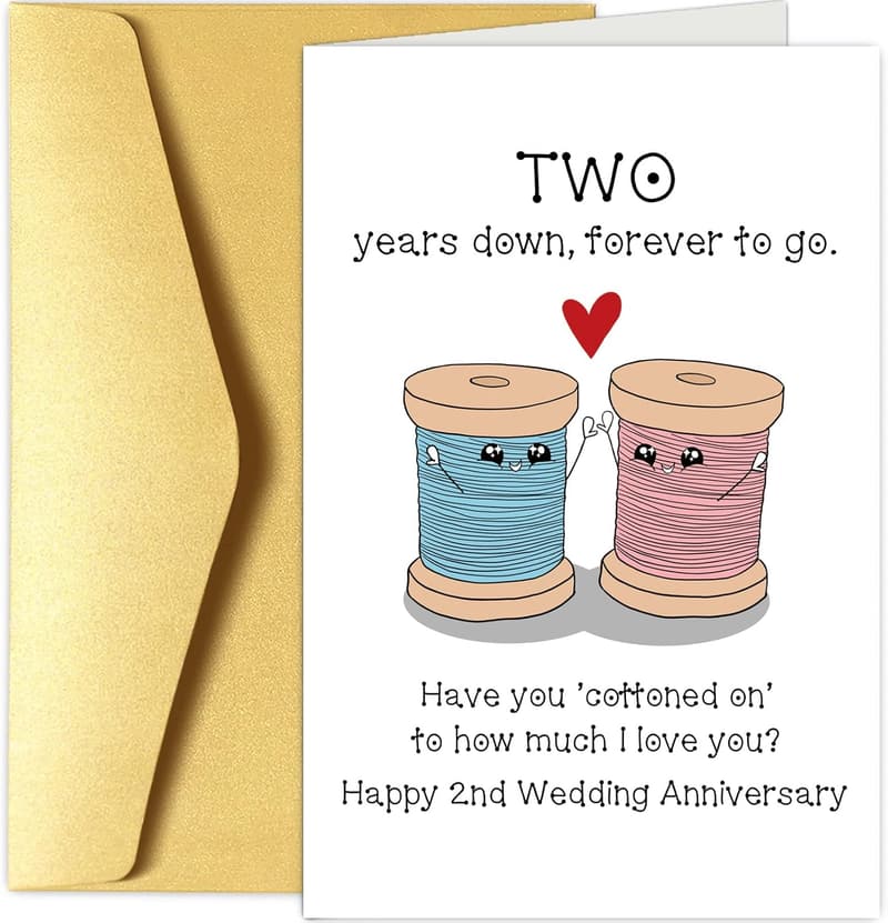2nd Anniversary Cotton Card for Couples - Happy Two Years Together