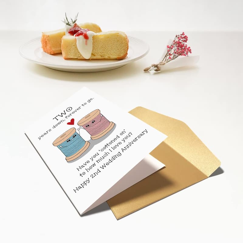 2nd Anniversary Cotton Card for Couples - Happy Two Years Together
