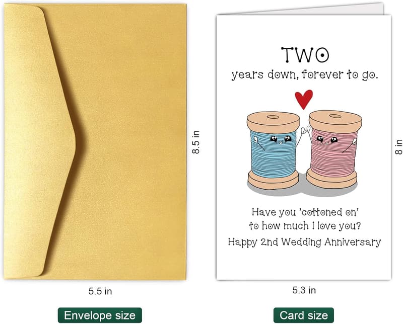 2nd Anniversary Cotton Card for Couples - Happy Two Years Together