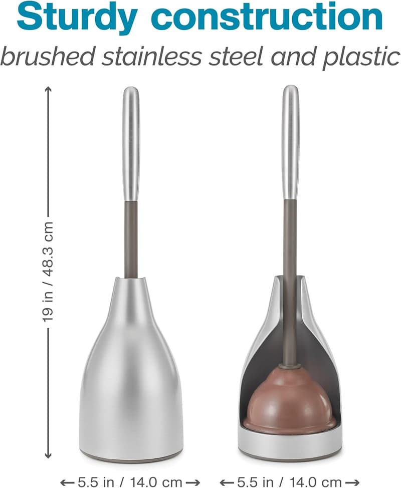 Stainless Steel Toilet Plunger Caddy with Plunger