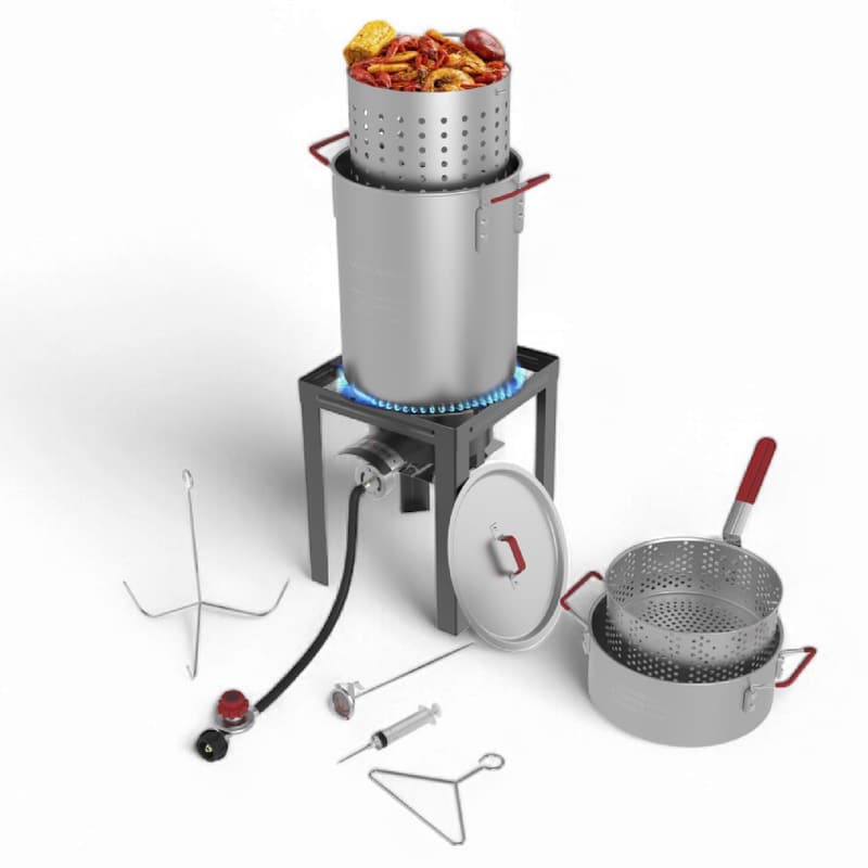 30QT Turkey Fryer & 10QT Fish Fryer Set for Outdoor Cooking