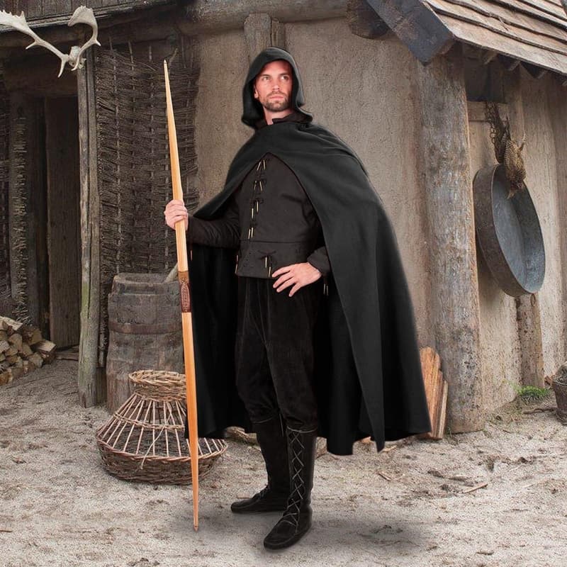 Medieval Hooded Cloak Cape for Halloween Costume