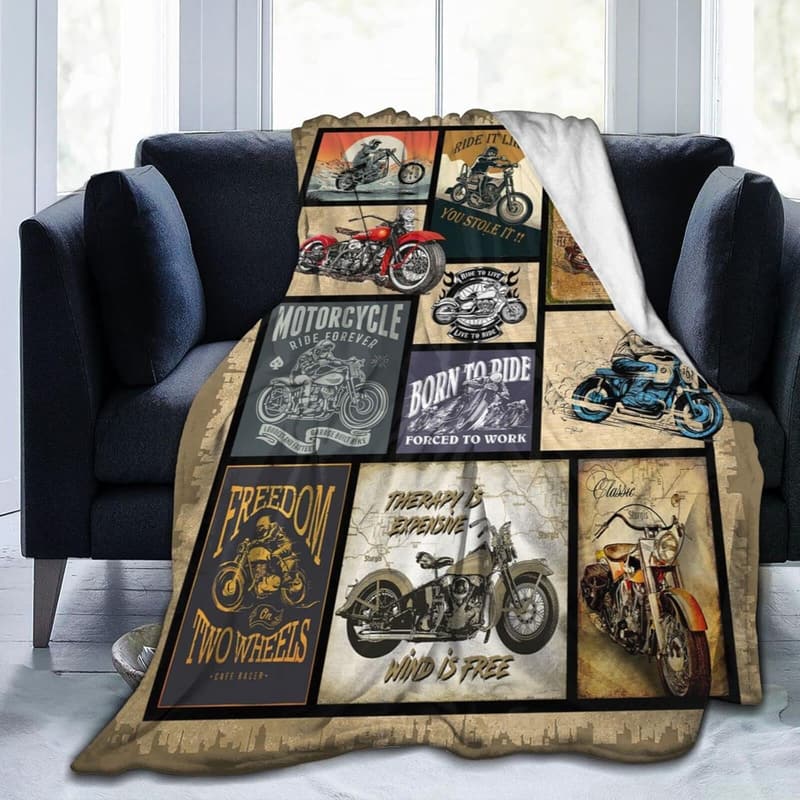 Cozy Fleece Throw Blanket for Motorcycle Lovers - 50x40 Inch