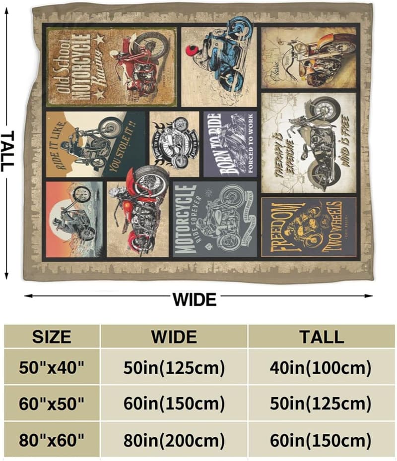 Cozy Fleece Throw Blanket for Motorcycle Lovers - 50x40 Inch