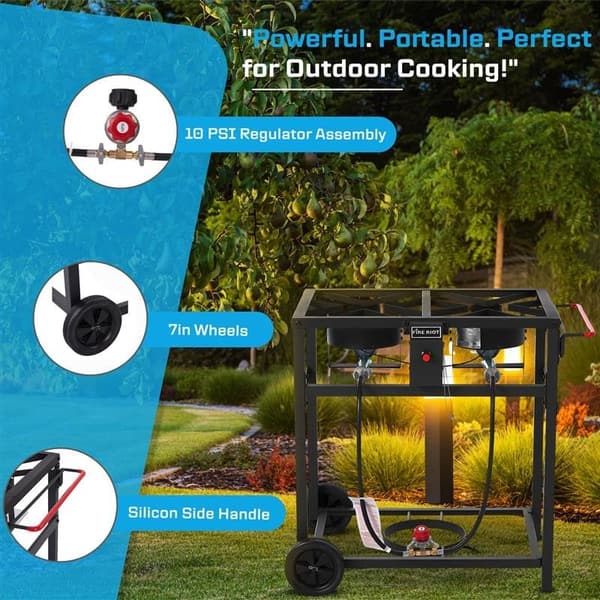 Outdoor Double Burner Propane Deep Fryer with 2 Aluminum Pots