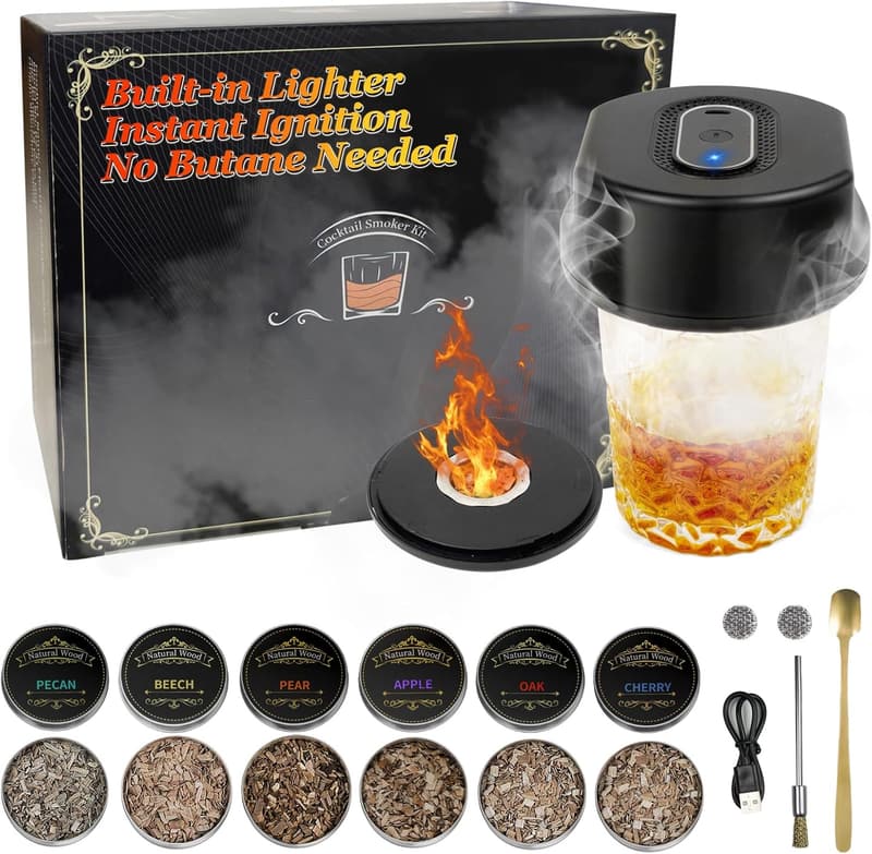 Rechargeable Electric Whiskey Smoker Kit for Men