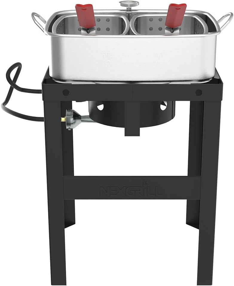 Outdoor 58,000 BTU Aluminum Fish Fryer with Strainer Basket