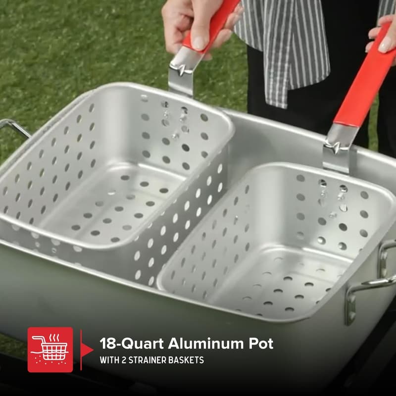 Outdoor 58,000 BTU Aluminum Fish Fryer with Strainer Basket