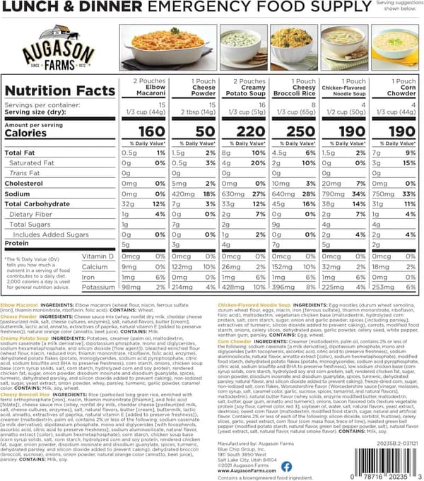 Augason Farms 4-Gallon Dehydrated Survival Food Kit