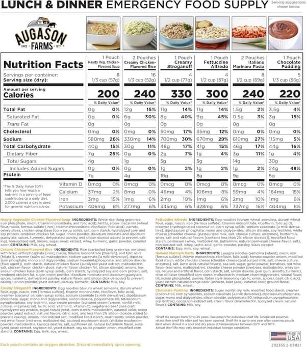 Augason Farms 4-Gallon Dehydrated Survival Food Kit