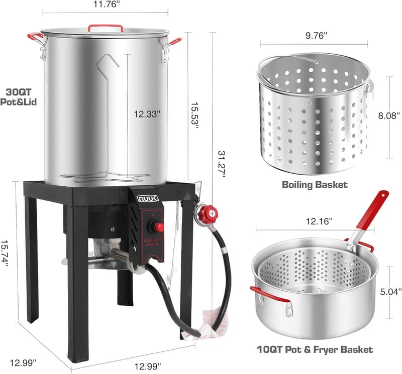 30QT Turkey & 10QT Fish Fryer Kit with 50,000BTU Burner