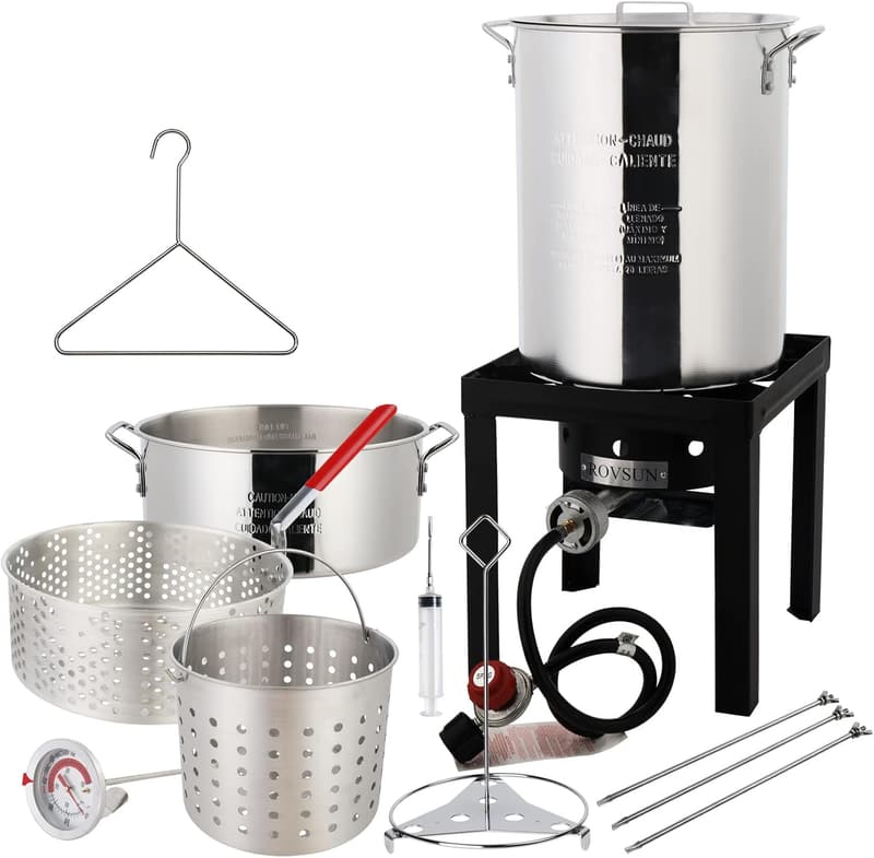 Outdoor 30QT Turkey Fryer with 55000 BTU Propane Burner
