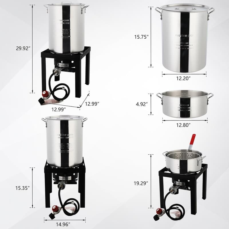 Outdoor 30QT Turkey Fryer with 55000 BTU Propane Burner