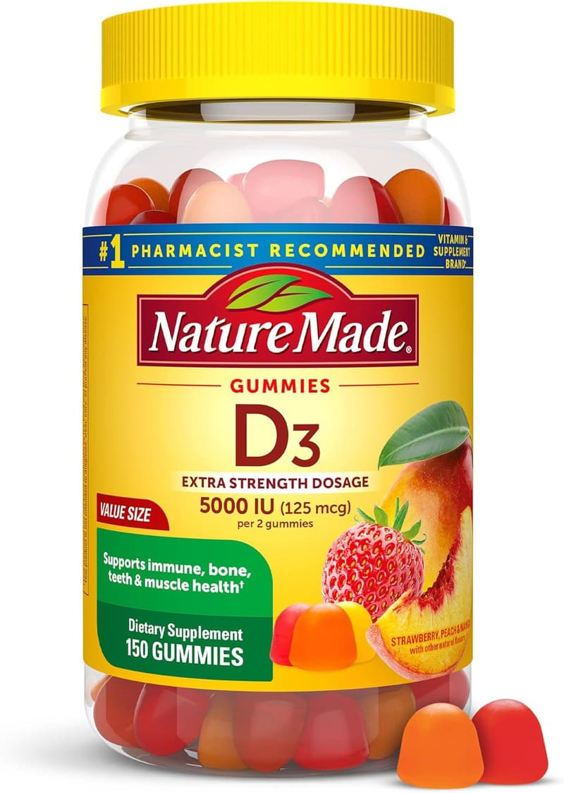 Extra Strength Vitamin D3 Gummies – 5000 IU for Bone & Immune Health