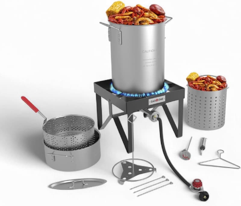 Outdoor Propane Seafood Boil Kit with 30QT & 10QT Pots