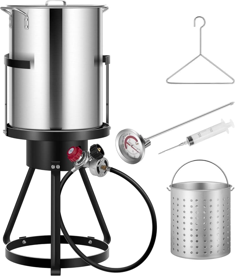 Turkey Fryer Kit with 30 Qt Aluminum Pot & Propane Burner Set