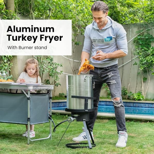 Turkey Fryer Kit with 30 Qt Aluminum Pot & Propane Burner Set
