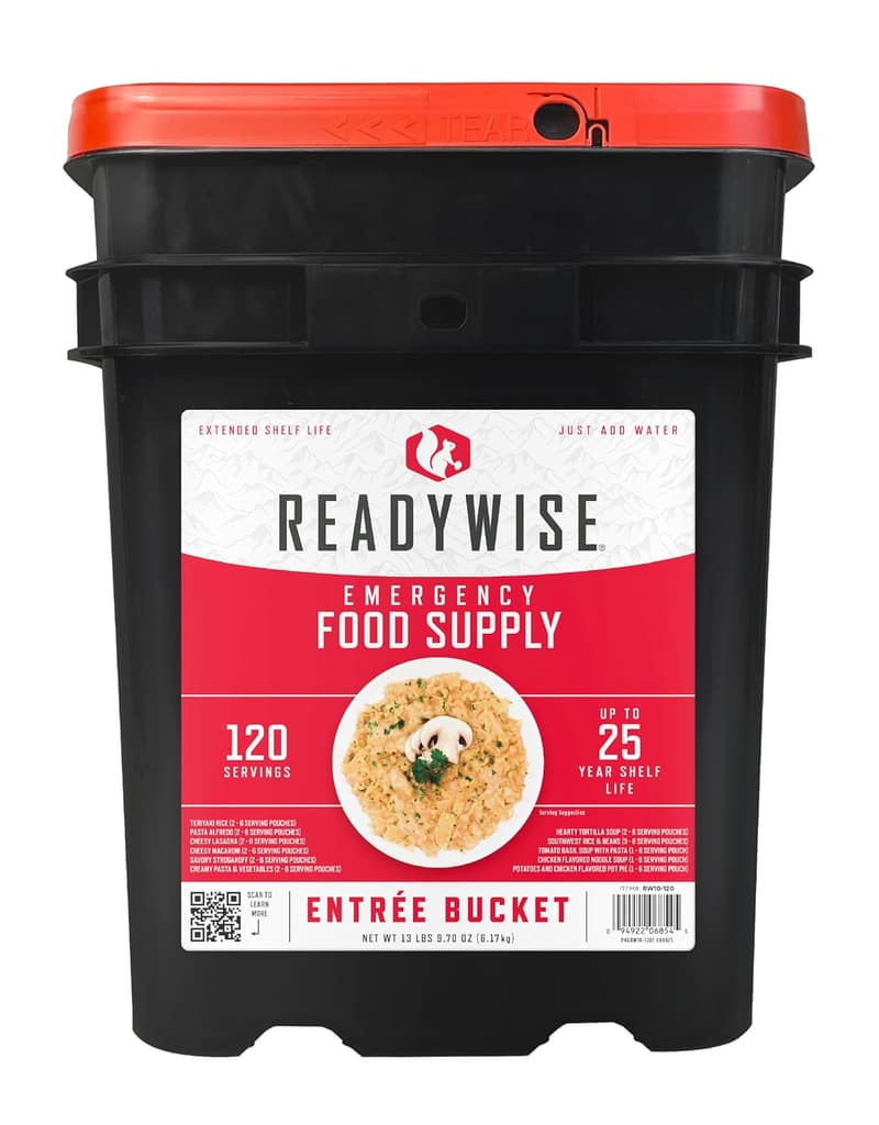 Emergency Food Supply Bucket - 120 Servings, Freeze-Dried Rations