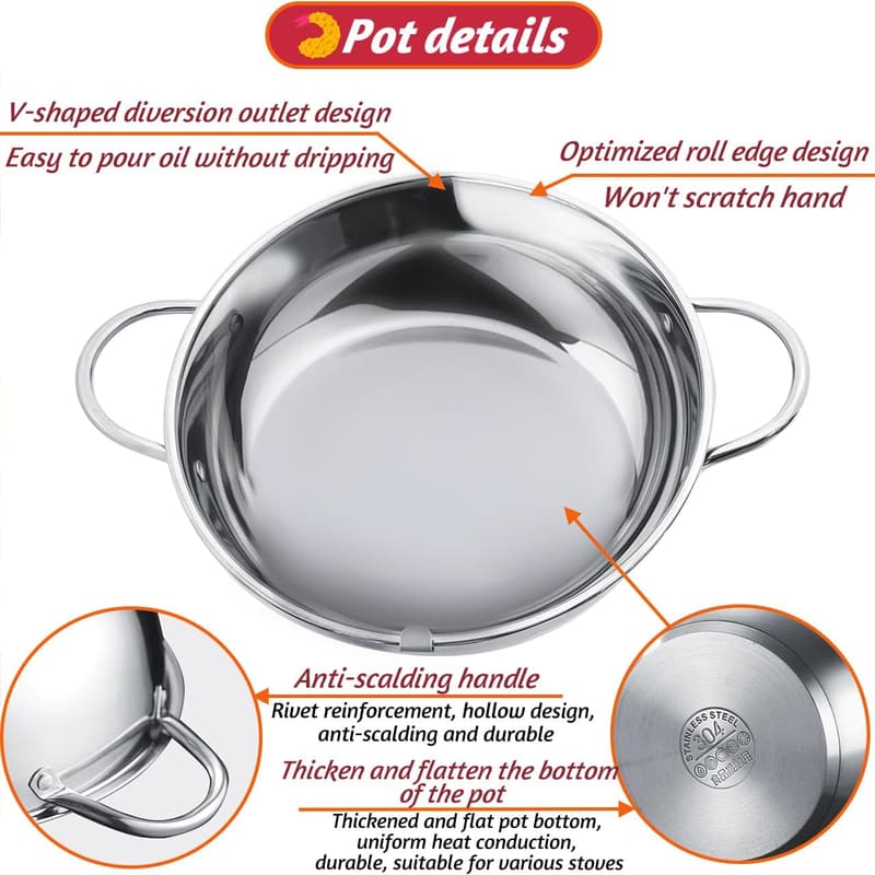 Japanese Style 4.4Qt Stainless Steel Deep Fryer with Lid