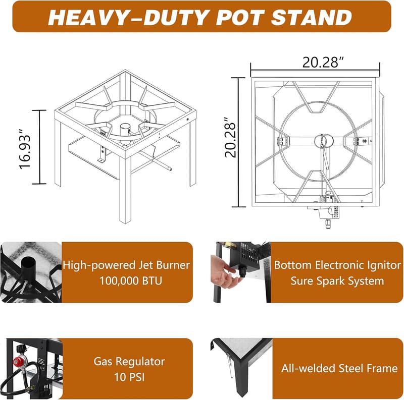 Outdoor Seafood Boiling Kit with Strainer and Propane Burner